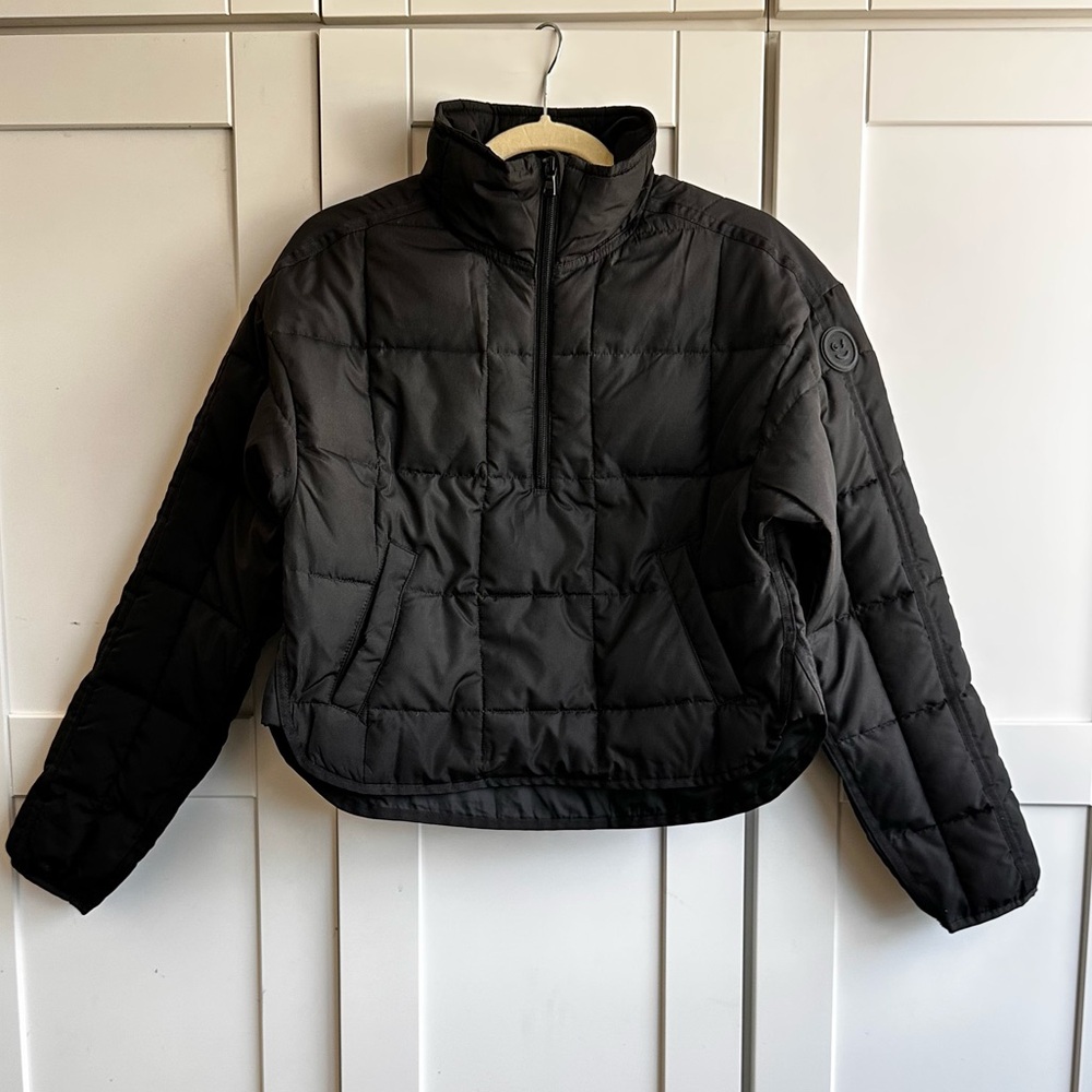 NWT Gilly Hicks Black Cropped Puffer Pullover Half Zip Jacket XS
